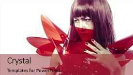  Presentation with japanese style - Beautiful presentation theme featuring model japanese manga-style women backdrop and a crimson colored foreground