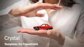  Presentation with kidney transplant holding a model - Beautiful slides featuring model of a car backdrop and a coral colored foreground