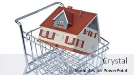  Presentation with house building - Colorful slide deck enhanced with model-of-a-shell-building backdrop and a light blue colored foreground