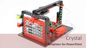  Presentation with children - Presentation design enhanced with model-of-an-automatic-device background and a red colored foreground