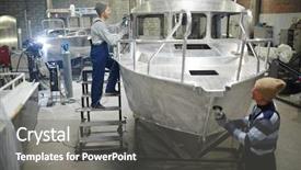  Presentation with shipbuilding - PPT layouts enhanced with model of boat in shipbuilding background and a gray colored foreground