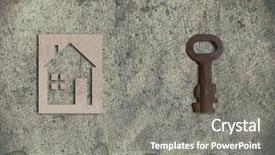  Presentation with home loan - Beautiful PPT layouts featuring model of cardboard house with key on old textured paper background house building loan real estate or buying a new home concept backdrop and a gray colored foreground