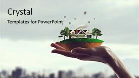  Presentation with eco - Audience pleasing PPT theme consisting of model of eco life mixed backdrop and a light gray colored foreground