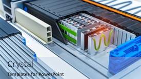  Presentation with electric car battery - Presentation theme consisting of model-of-electric-car-lithium background and a light blue colored foreground