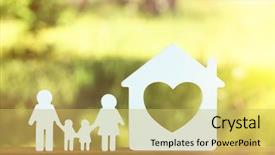  Presentation with house - Audience pleasing presentation theme consisting of model of house and family backdrop and a yellow colored foreground