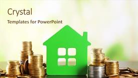  Presentation with house model software - Cool new slide deck with model of house with coins backdrop and a cream colored foreground