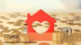  Presentation with bright - PPT layouts with model of house with coins background and a yellow colored foreground