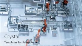  Presentation with arm robot - Slide set enhanced with model-of-robotic-and-automation background and a light blue colored foreground