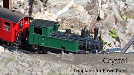  Presentation with toy model - Beautiful presentation theme featuring model of the steam train backdrop and a light gray colored foreground