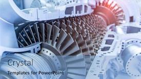  Presentation with turbine - Presentation theme having model-of-turbine-engine background and a  colored foreground