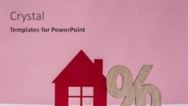  Presentation with percent - Amazing PPT theme having model-of-wooden-house backdrop and a coral colored foreground