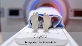  Presentation with moving patient to hospital bed - Audience pleasing PPT layouts consisting of model-patient-undergoing-ct-scan backdrop and a light gray colored foreground