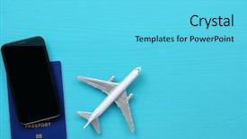  Presentation with fighter plane old airplane - Colorful presentation design enhanced with model plane airplane on blue backdrop and a cyan colored foreground