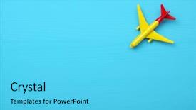  Presentation with plane - Presentation design having model plane airplane on blue background and a cyan colored foreground
