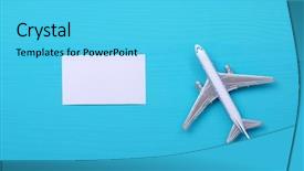  Presentation with fighter plane old airplane - Beautiful presentation design featuring model plane airplane on blue backdrop and a cyan colored foreground