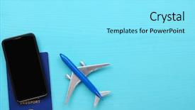  Presentation with plane - PPT theme featuring model plane airplane on blue background and a arctic colored foreground