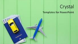  Presentation with green travel - Presentation theme with model plane airplane on green background and a mint green colored foreground