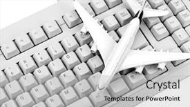  Presentation with ticket - Audience pleasing PPT theme consisting of model plane on computer keyboard backdrop and a light gray colored foreground