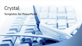  Presentation with plane - Cool new slide deck with model plane on computer keyboard backdrop and a white colored foreground