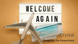  Presentation with slogan - Presentation design with model-plane-safety-mask background and a gold colored foreground