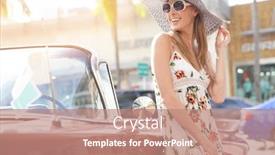  Presentation with old car - Beautiful theme featuring model posing by old-fashioned car backdrop and a coral colored foreground