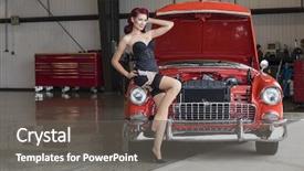  Presentation with 1950s - Cool new theme with wwii - pinup model posing backdrop and a gray colored foreground