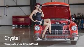  Presentation with 1950s - PPT layouts having wwii - pinup model posing background and a dark gray colored foreground