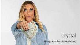  Presentation with united states - Beautiful slides featuring model posing with united state backdrop and a light gray colored foreground