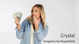  Presentation with united states unity - Audience pleasing theme consisting of model posing with united state backdrop and a light gray colored foreground