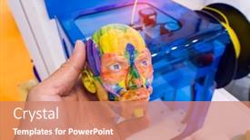  Presentation with human face - Colorful theme enhanced with model-printed-on-3d-printer backdrop and a coral colored foreground