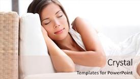  Presentation with relaxed sleeping - PPT theme with model relaxed sleeping or power background and a coral colored foreground