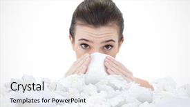  Presentation with brown - Presentation theme having model sneezing in a tissue background and a sky blue colored foreground