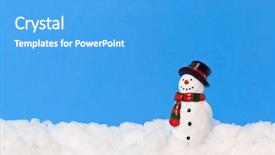  Presentation with blue plain - Beautiful theme featuring model snowman on real snow backdrop and a teal colored foreground