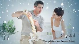  Presentation with spine - Slide deck with model spine against snow falling background and a  colored foreground