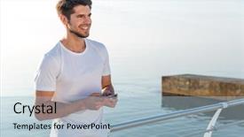  Presentation with athlete - Slide deck featuring model t - cheerful young man athlete background and a light blue colored foreground