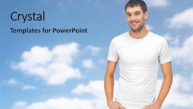  Presentation with sky blue - Slide set featuring model t - people concept - handsome man background and a  colored foreground