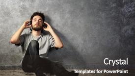  Presentation with werry old man and gis music - PPT theme consisting of model t - young bearded man listening music background and a dark gray colored foreground