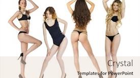  Presentation with tests - Slides enhanced with model tests collage of four models in lingerie posing in the studio on an isolated white background background and a lemonade colored foreground