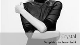  Presentation with tests - Presentation design having model tests of young pretty blond girl over white background background and a light gray colored foreground