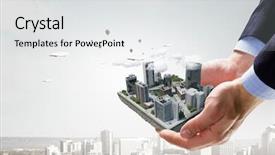  Presentation with industrial - Colorful PPT layouts enhanced with model town - concept of industrial construction mixed backdrop and a light gray colored foreground