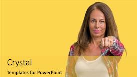  Presentation with woman fighting for her rights - Presentation theme featuring model vianlence - beautiful middle age woman wearing background and a yellow colored foreground