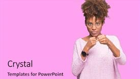  Presentation with violence woman - Audience pleasing PPT layouts consisting of model vianlence - beautiful young african american woman backdrop and a lavender colored foreground