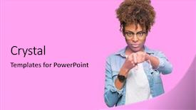  Presentation with violence woman - PPT theme consisting of model vianlence - beautiful young african american woman background and a lavender colored foreground