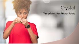  Presentation with violence woman - Cool new presentation theme with model vianlence - beautiful young african american woman backdrop and a light gray colored foreground