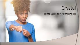  Presentation with violence woman - Slide deck having model vianlence - beautiful young african american woman background and a light gray colored foreground