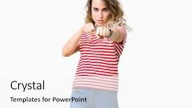  Presentation with woman fighting for her rights - Slide set enhanced with model vianlence - beautiful young blonde woman background and a white colored foreground