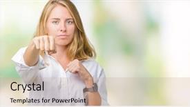  Presentation with violence woman - Presentation design consisting of beautiful young business woman background and a light gray colored foreground