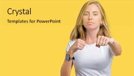  Presentation with violence woman - PPT theme consisting of beautiful young woman wearing casual background and a light gray colored foreground