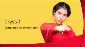  Presentation with violence woman - Presentation design enhanced with model vianlence - young beautiful woman wearing red background and a yellow colored foreground
