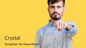  Presentation with violence - Slide deck with model vianlence - young handsome business man background and a  colored foreground